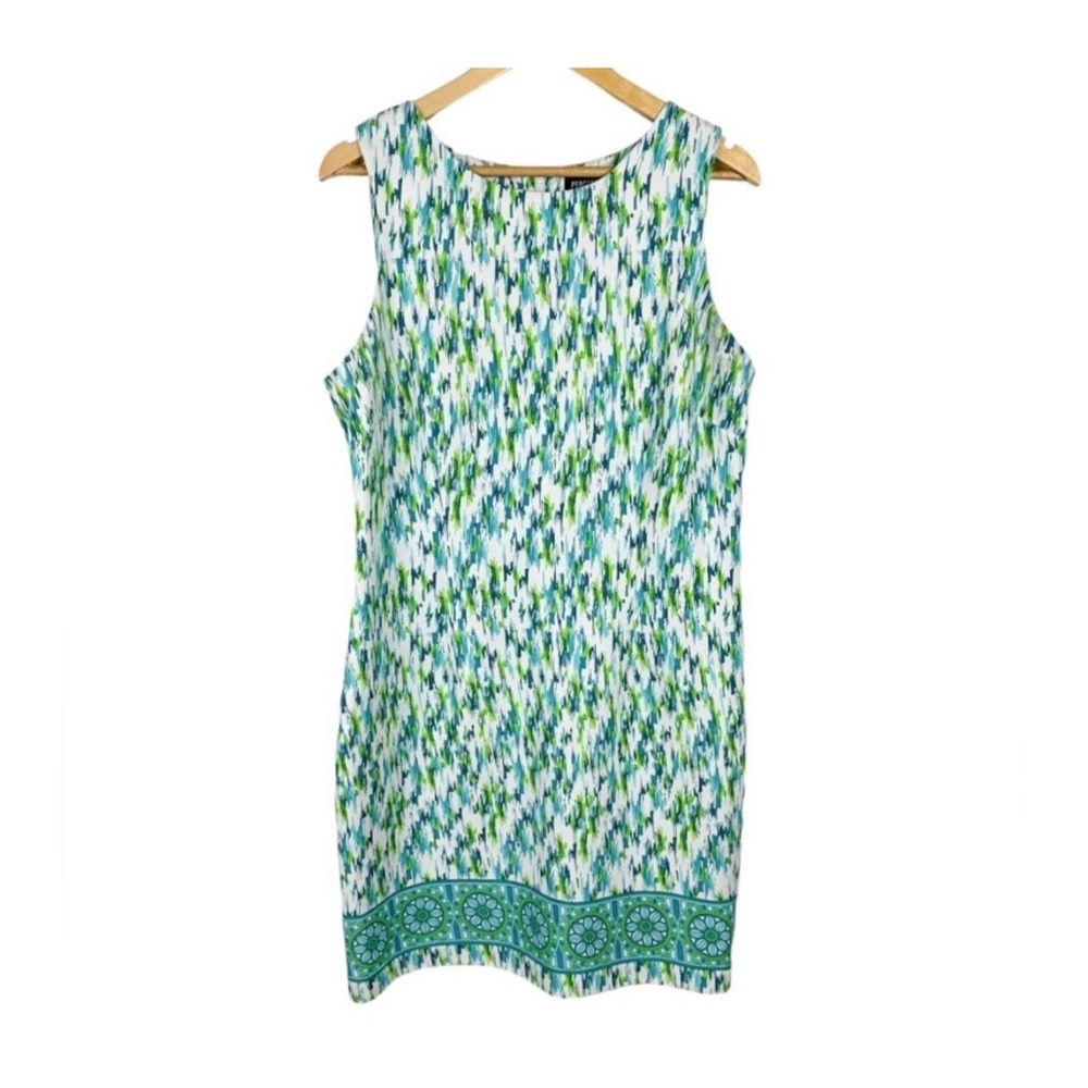 Elegant Green and Blue Patterned Mini Dress
